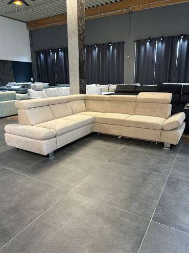 Polsterecke mit Bett, Bettkasten, Stoff-Wasserabweisen - Couch für Dich