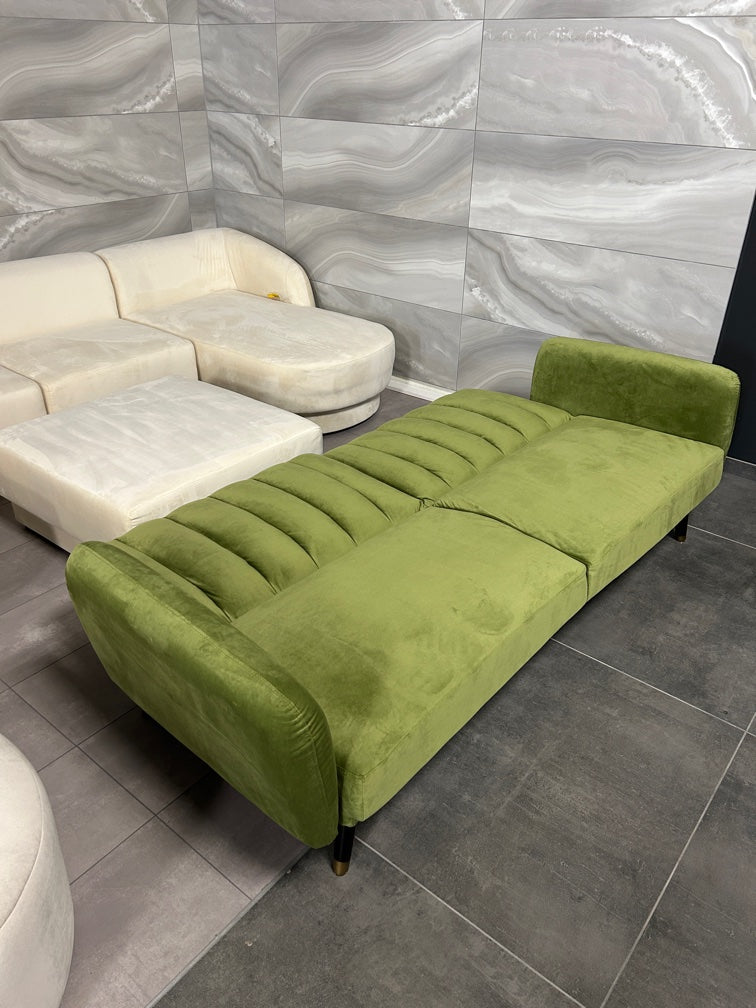 Schlafsofa in Samt Olivgrün