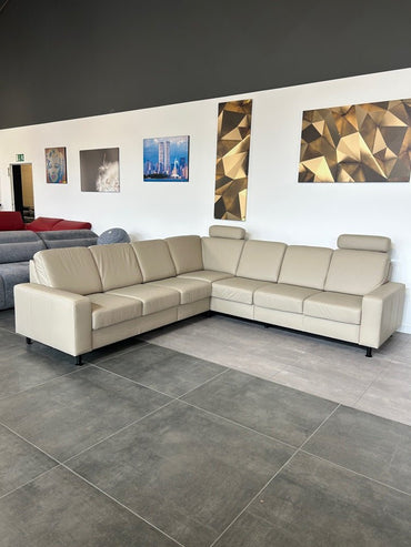 Polinova Echtleder-Polsterecke – Symmetrischer Luxus in Torro Pearl - Couch für Dich