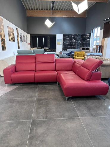 Premium-Polsterecke aus Echtleder mit Motor - Couch für Dich