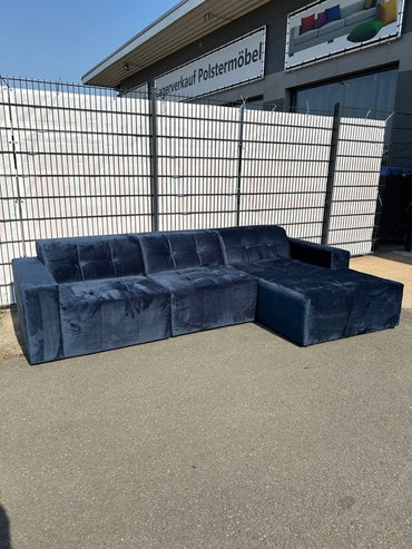 Polsterecke in Samt Königsblau - Couch für Dich