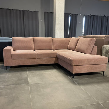 Polsterecke im Nordic Look – Bettfunktion in Altrosa - Couch für Dich