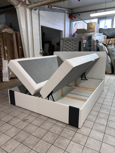 Boxspringbett 180 x 200 cm mit Bettkasten, Lederlook