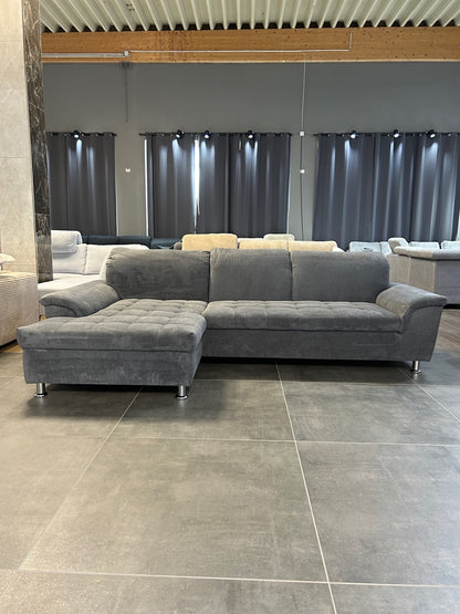 L-Form Ecksofa – Trend-Optik in Chenille Grau zum Sparpreis