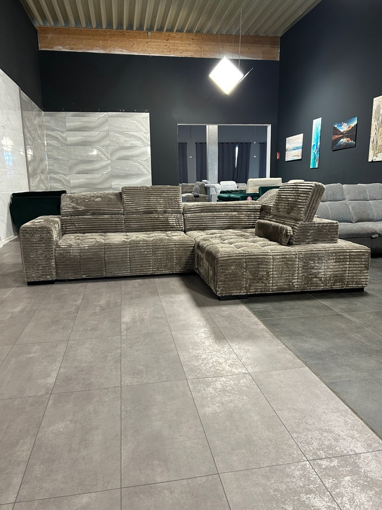 XXXL Polsterecke mit Bett in XXL Cord