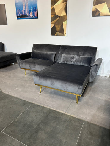 Polsterecke in Samt Grau