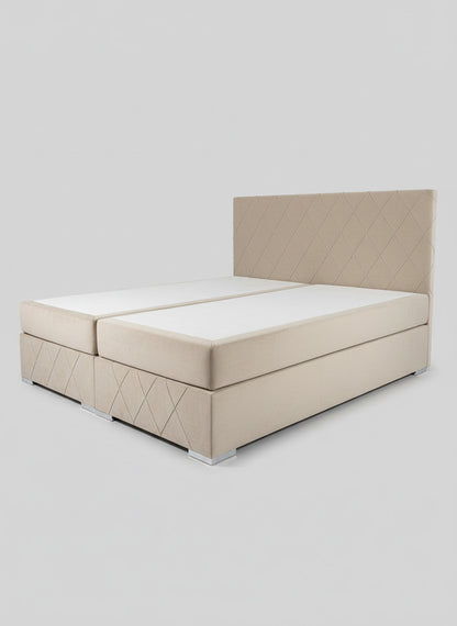 Boxspringbett – 180 x 200 cm, Samt Beige