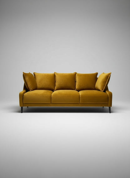 Bequemes Sofa in edler Goldfarbe