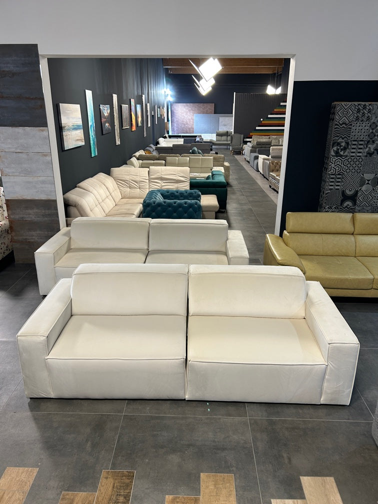 3 + 3 Sitzer, MICADONI Designer-Duo, Edler Samt in Beige