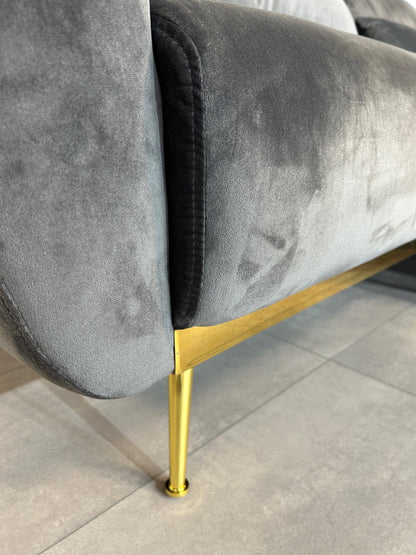 Polsterecke in Samt Grau