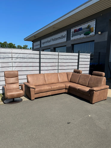 Ecksofa mit Relexsessel, Leder