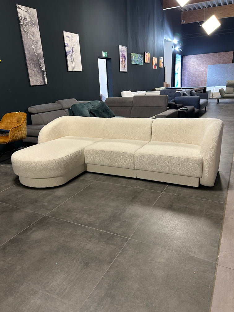 Designer-Polsterecke von Micadoni – Bouclé-Stoff in Beige