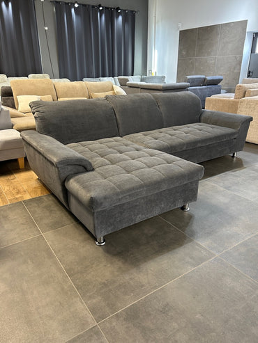 L-Form Ecksofa – Trend-Optik in Chenille Grau zum Sparpreis