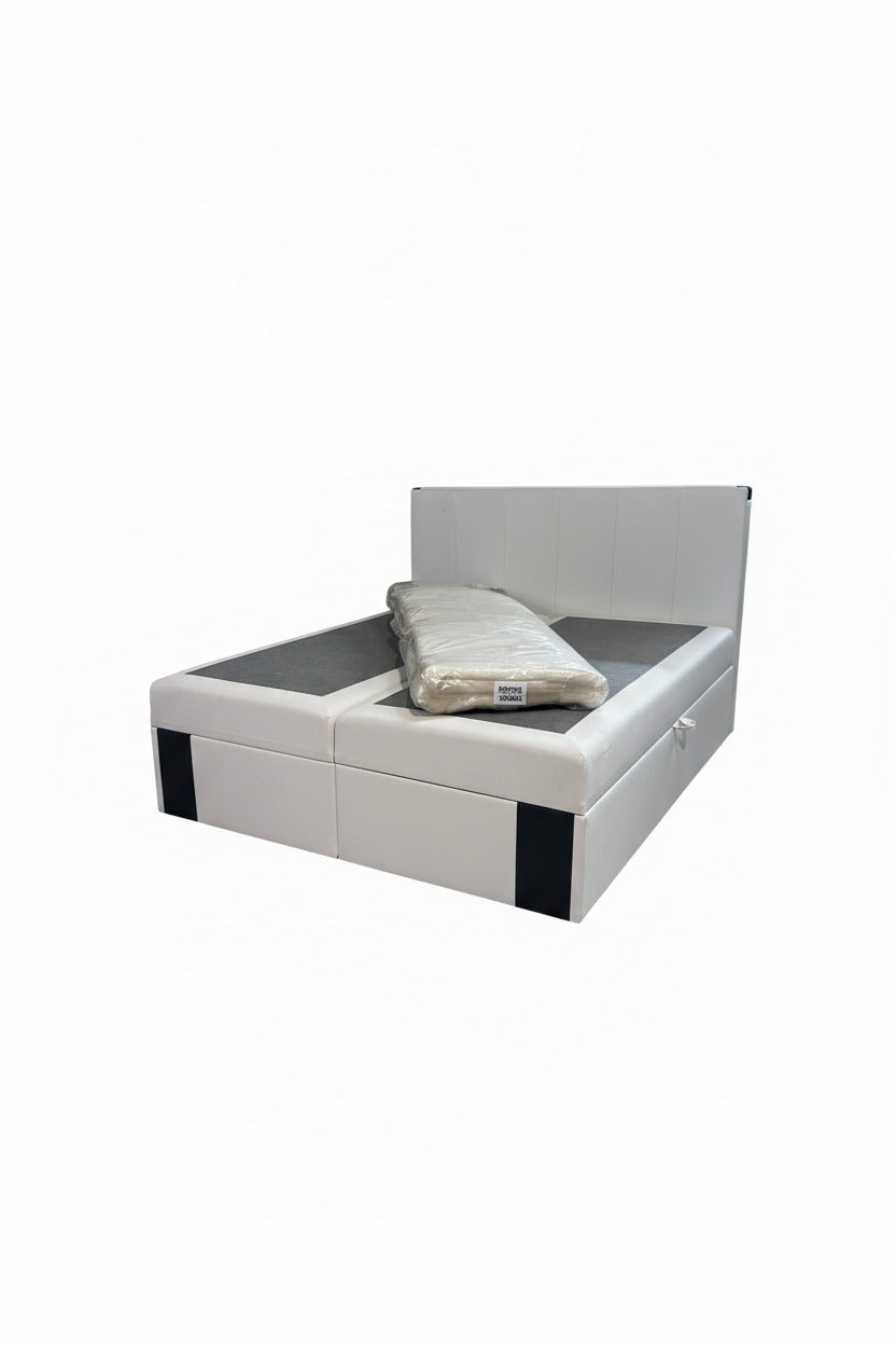 Boxspringbett 180 x 200 cm mit Bettkasten, Lederlook