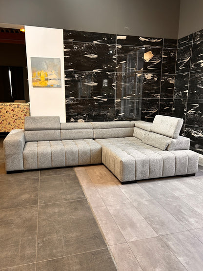 XXXL Polsterecke mit Bett, Strukturstoff-Wasserfest