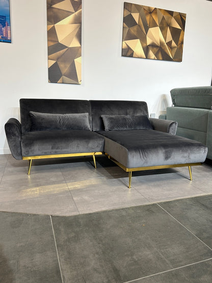 Polsterecke in Samt Grau