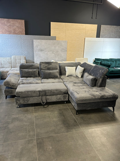 High-End Designer-Ecke – XL-Cord Luxus in Grau