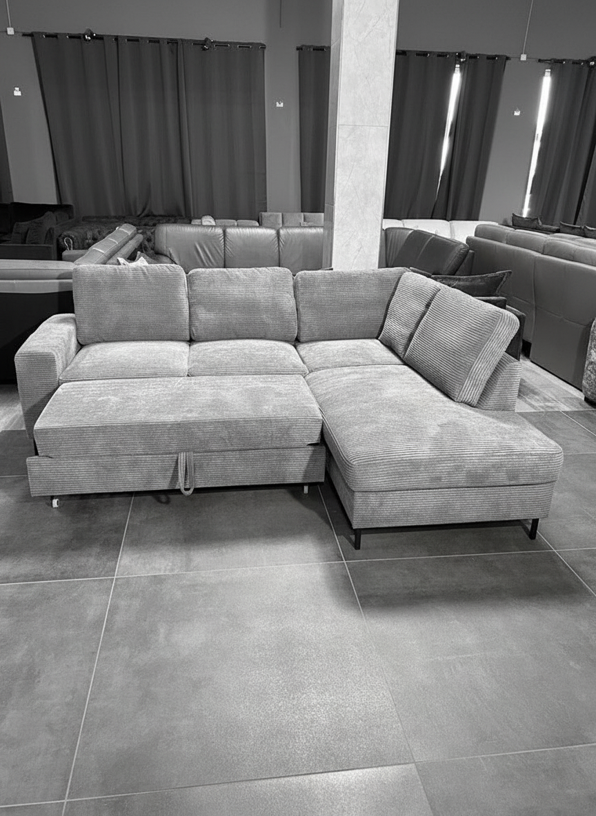 Polsterecke im Nordic Look – Bettfunktion in Altrosa