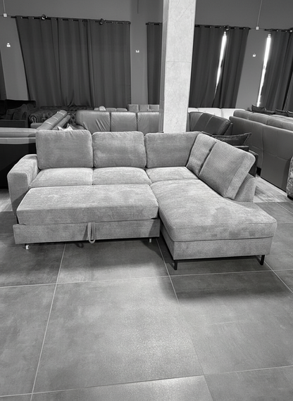 Polsterecke im Nordic Look – Bettfunktion in Altrosa