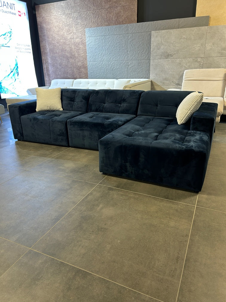 Polsterecke in Samt Königsblau Modular & Majestätisch