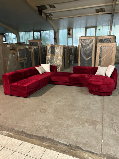 Micadoni Designer-Wohnlandschaft – Edler Samt-Traum in Bordo-Rot