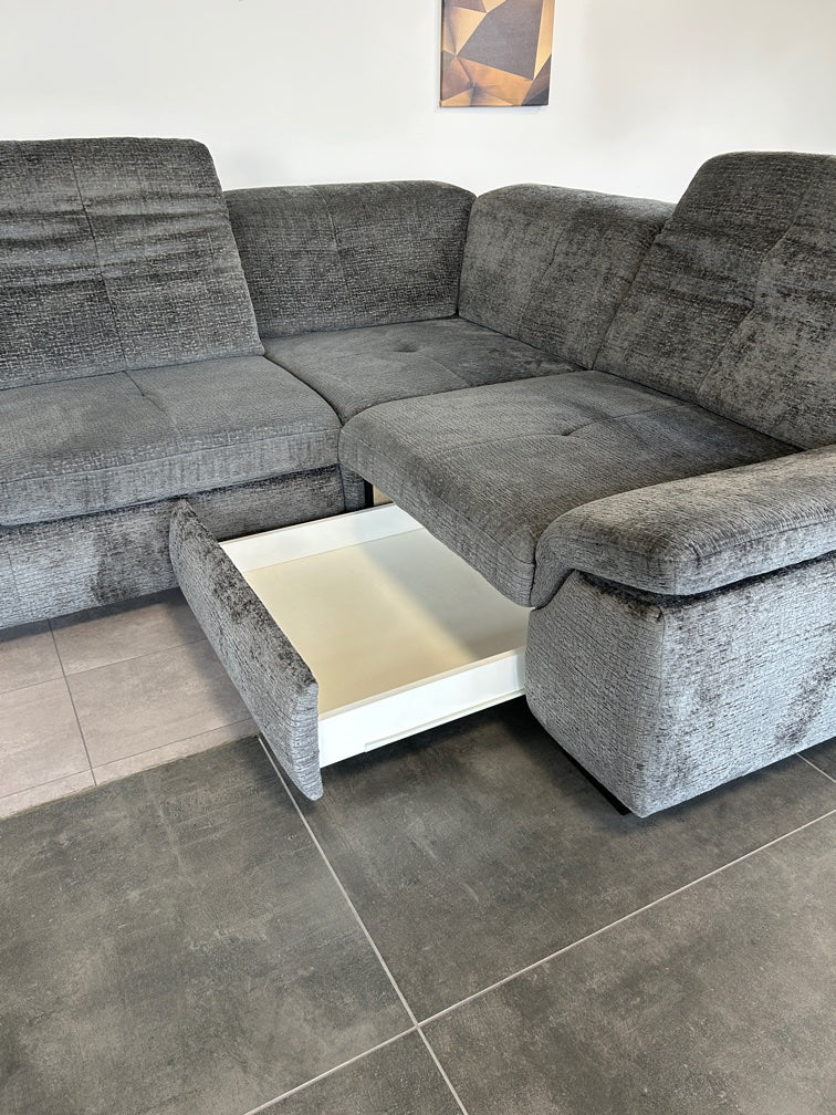 High-End Marken-Polsterecke von Megapol – Luxus-Komfort in Chenille Anthrazit