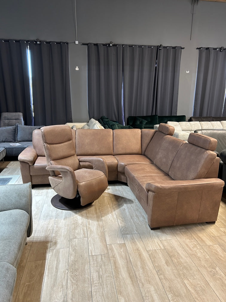 Ecksofa mit Relexsessel, Leder