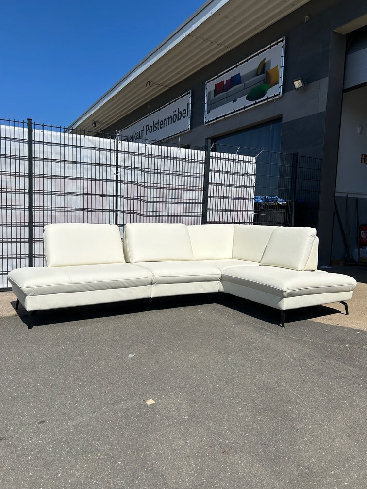 Ecksofa in Echtleder weiß