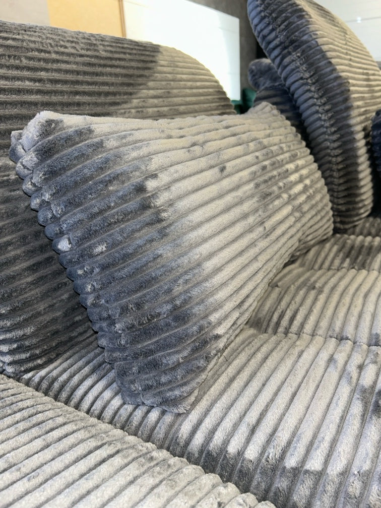 High-End Designer-Ecke – XL-Cord Luxus in Grau