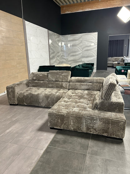 XXXL Polsterecke mit Bett in XXL Cord