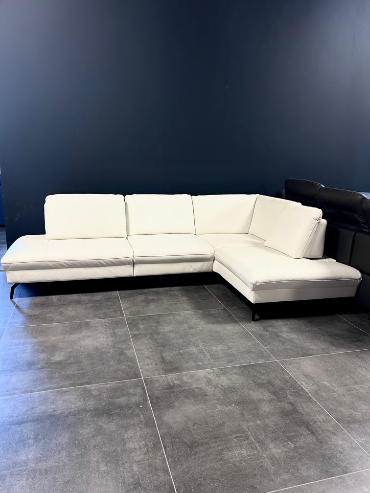 Ecksofa in Echtleder weiß