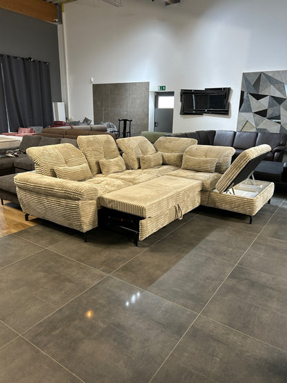 Polsterecke mit Bett, Bettkasten, Cord-XXL