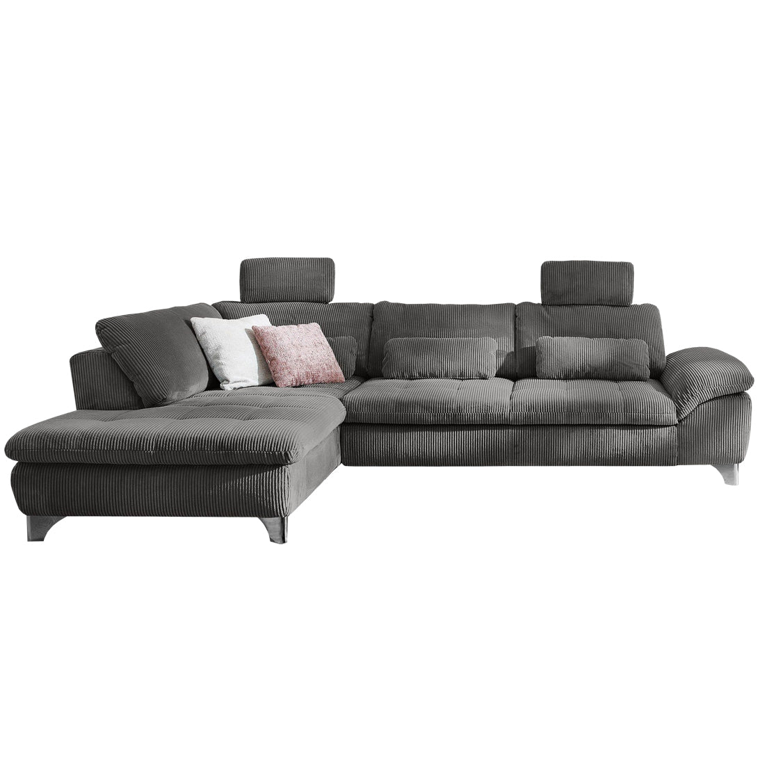 Polsterecke in Cord-Samt Grau
